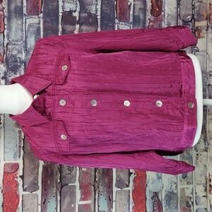 Ruby Rd. Crinkle/Pucker Denim-Style Jacket